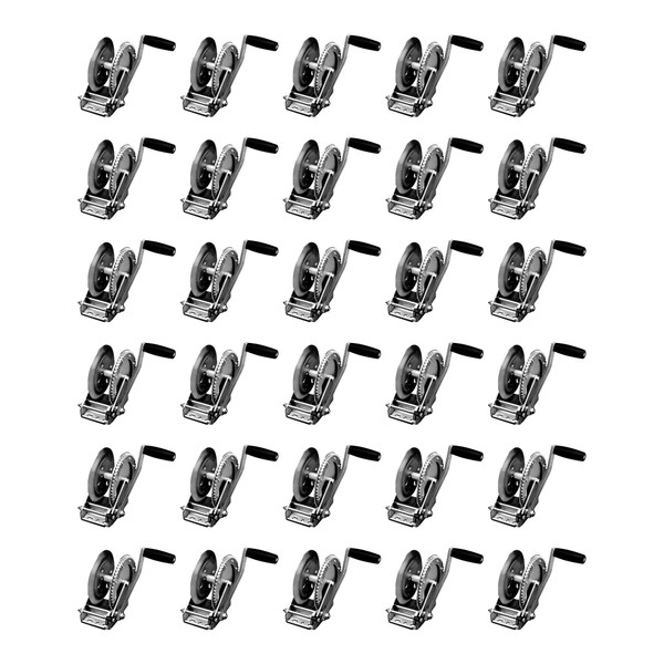 Fulton (30-Pack) Trailer Winch, Single-Speed, 1,800 lbs. Capacity, No Strap, 8 Inch Handle, Silver - Fulton