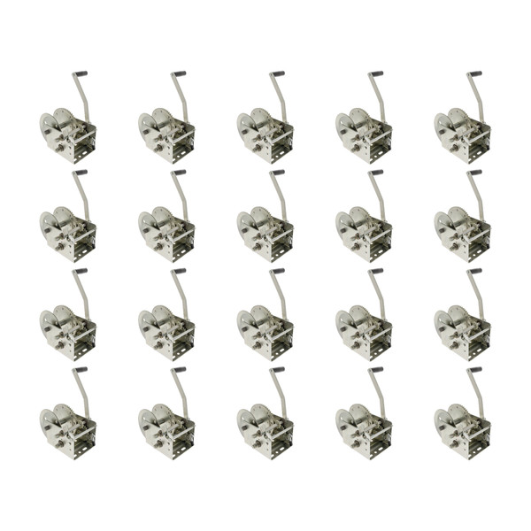 Fulton (20-Pack) Trailer Winch, Two-Speed, 2,600 lbs. Capacity, No Strap, 10 Inch Handle, Hand Brake, Silver - Fulton