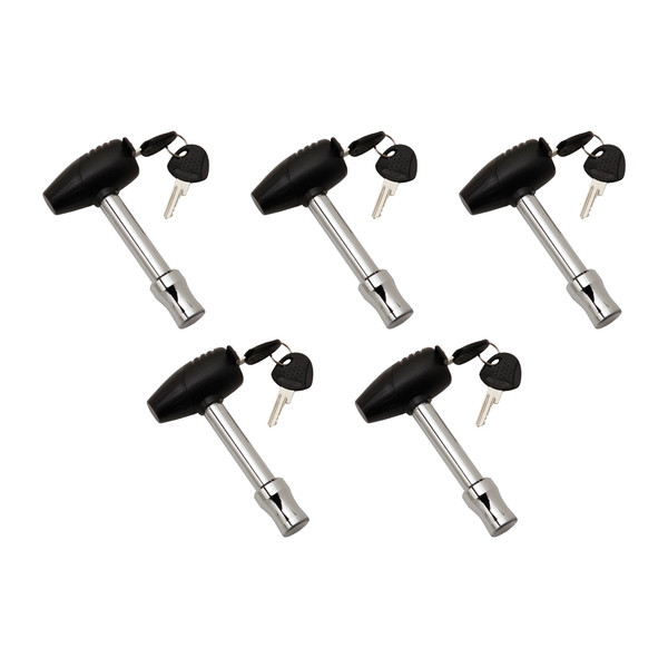 BULLDOG (5-Pack) Trailer Hitch Lock, Fits 1-1/4 Inch & 2 Inch Square Receivers, 1/2 Inch & 5/8 Inch Pin Diameter, Easy Access - Bulldog