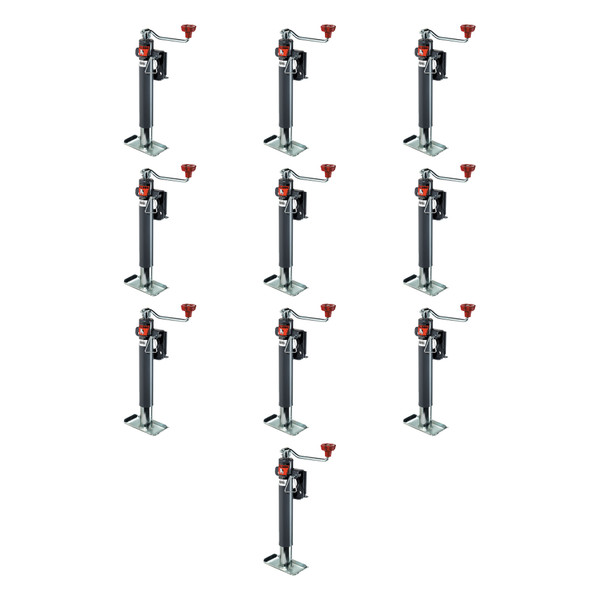 BULLDOG (10-Pack) Round Trailer Jack, Side Mount, 2,000 lbs. Lift Capacity, Topwind, Weld-On, L-Bend Swivel Bracket, 10 Inch Travel - Bulldog