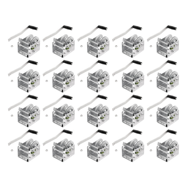 Fulton (20-Pack) Trailer Winch, Two-Speed, 2,000 lbs. Capacity, No Strap, 6.25 Inch Handle, Silver - Fulton