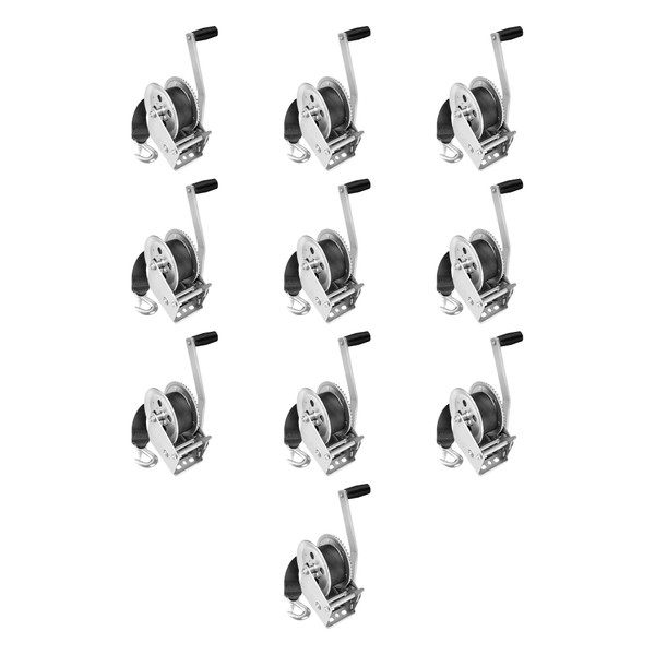 Fulton (10-Pack) Trailer Winch, Single-Speed, 1,800 lbs. Capacity, 20 Foot Strap, 8 Inch Handle, Silver - Fulton