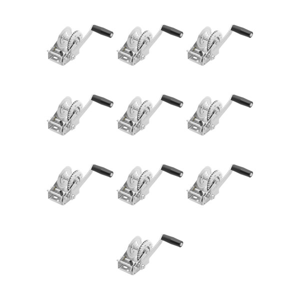 Fulton (10-Pack) Trailer Winch, Single-Speed, 900 lbs. Capacity, No Strap, 7 Inch Handle, Silver - Fulton