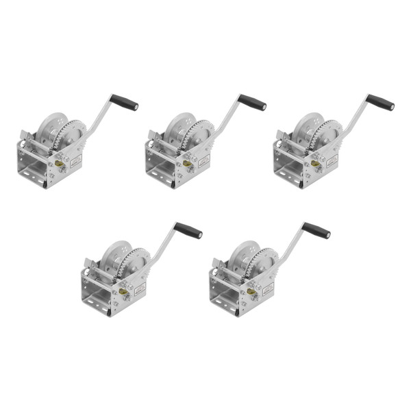Fulton (5-Pack) Trailer Winch, Two-Speed, 3,200 lbs. Capacity, 20 Foot Strap, 10 Inch Handle, Silver - Fulton