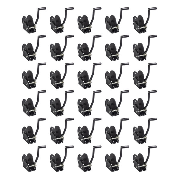 Fulton (30-Pack) Trailer Winch, Single-Speed, 1,500 lbs. Capacity, No Strap, 8 Inch Handle, Black - Fulton