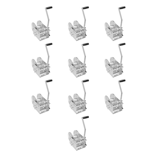 Fulton (10-Pack) Trailer Winch, Two-Speed, 3,200 lbs. Capacity, No Strap, 10 Inch Handle, Silver - Fulton