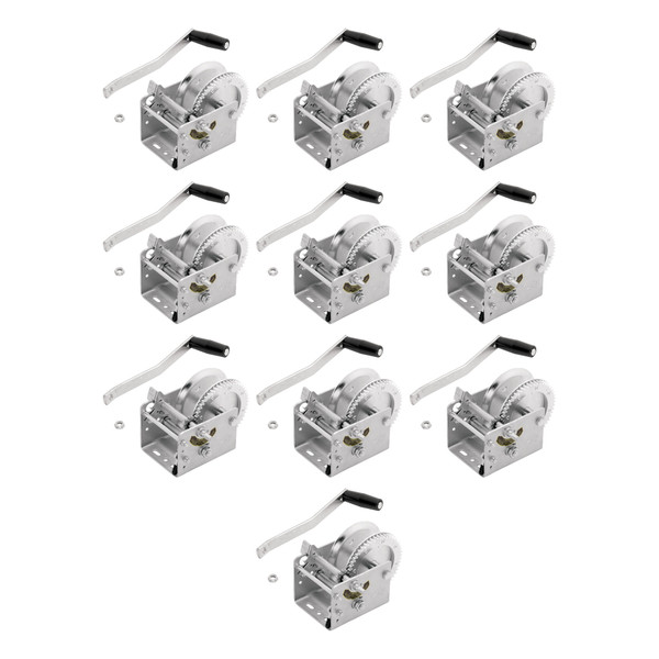 Fulton (10-Pack) Trailer Winch, Two-Speed, 2,600 lbs. Capacity, No Strap, 6.25 Inch Handle, Silver - Fulton
