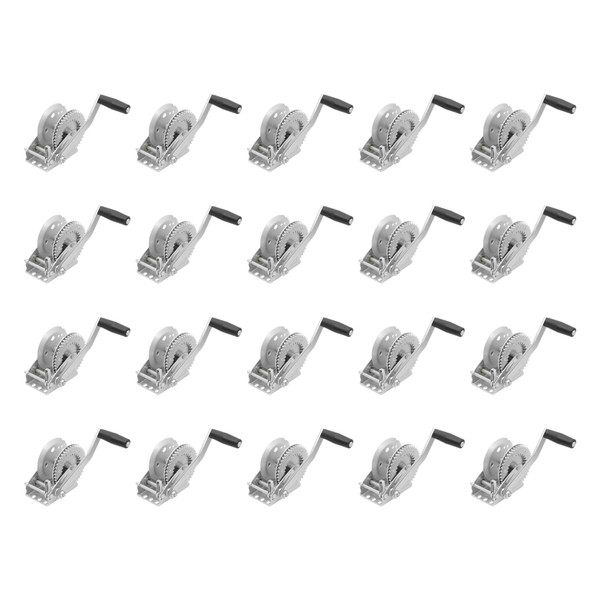 Fulton (20-Pack) Trailer Winch, Single-Speed, 1,300 lbs. Capacity, No Strap, 8 Inch Handle, Silver - Fulton