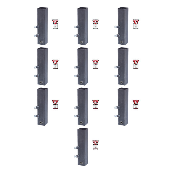 BULLDOG (10-Pack) Coupler Accessory, Gooseneck Coupler Outer Tube, Square, Weld On , 20 Inch Length, 4-1/2 Inch Tube, w/Hex Head Bolt Hole, Dual Set Bolts & Labels - Bulldog