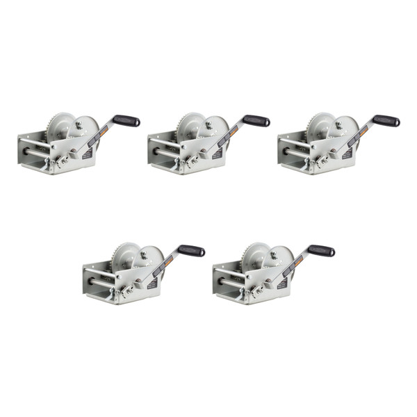 CURT (5-Pack) Hand-Crank 2-Speed Winch, 3,800 lbs, 15.8:1 Low Gear Ratio, 9.6" Handle - CURT