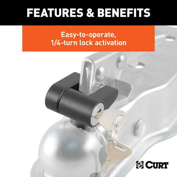 CURT Coupler Lock (1/4" Pin, 3/4" Latch Span, Padlock, Black) Trailer Hitch Lock
