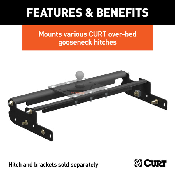 CURT Over-Bed Gooseneck Installation Brackets, Select Ford F-250, F-350, F-450 Gooseneck Trailer Hitch Mount Kit