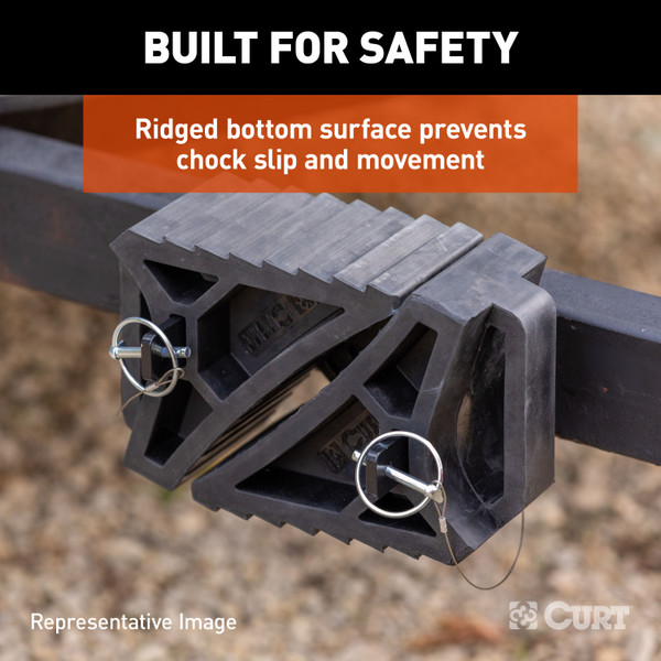 CURT 22803 HD Wheel Chock with Mounting Bracket