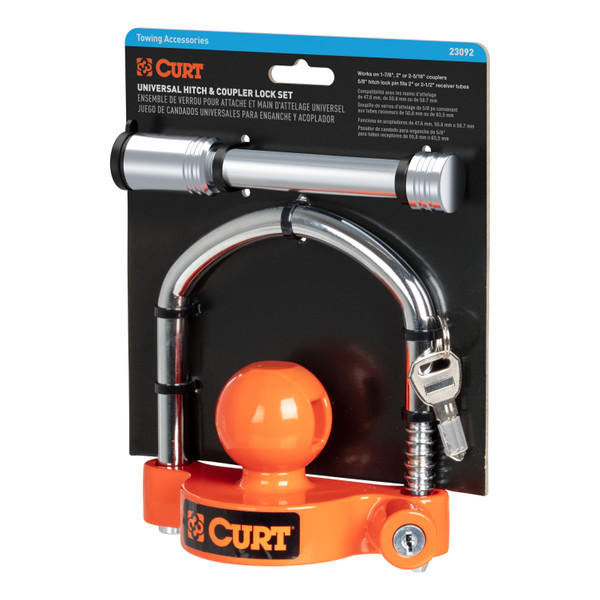 CURT Hitch & Coupler Lock Set, 2" or 2-1/2" Receivers, 1-7/8" to 2-5/16" Couplers 23092