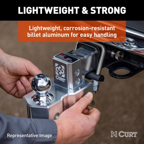 CURT AlumaLite Adjustable Aluminum Hitch with Dual Ball, 9-1/2" Drop