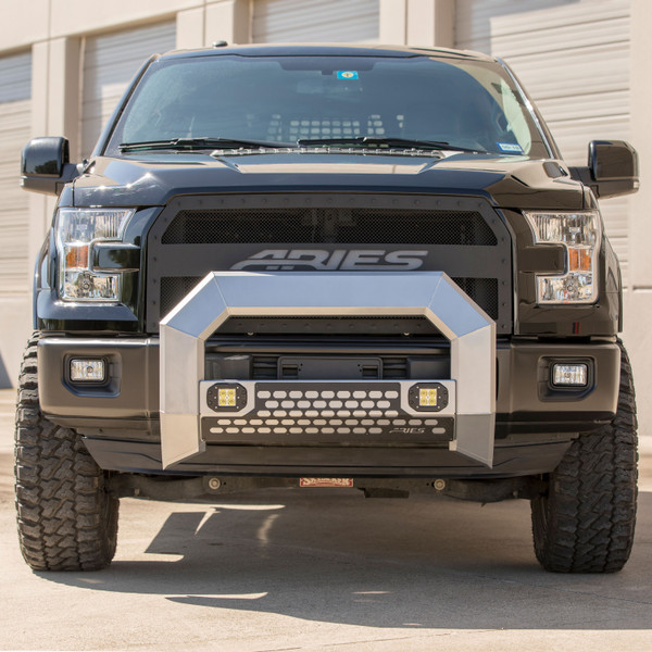 ARIES AdvantEDGE 5-1/2" Chrome Aluminum Bull Bar with Lights, Select Ram 2500, 3500 Brush Guard
