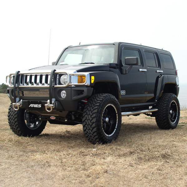 ARIES 3" Round Polished Stainless Side Bars, Select Hummer H2 Step Nerf Bar Kit