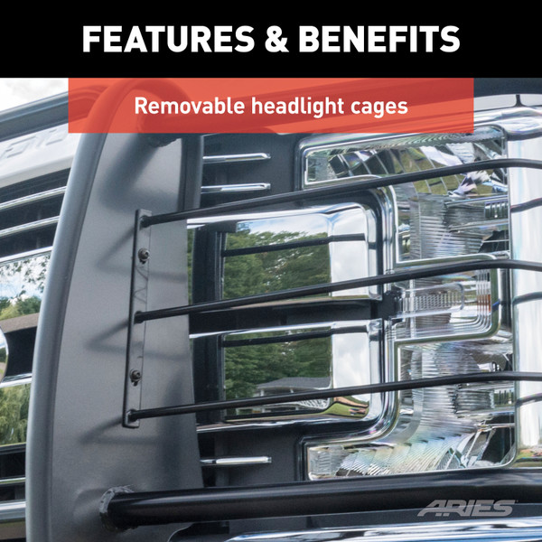 ARIES Black Steel Grille Guard, Select Toyota Land Cruiser Grille Guard