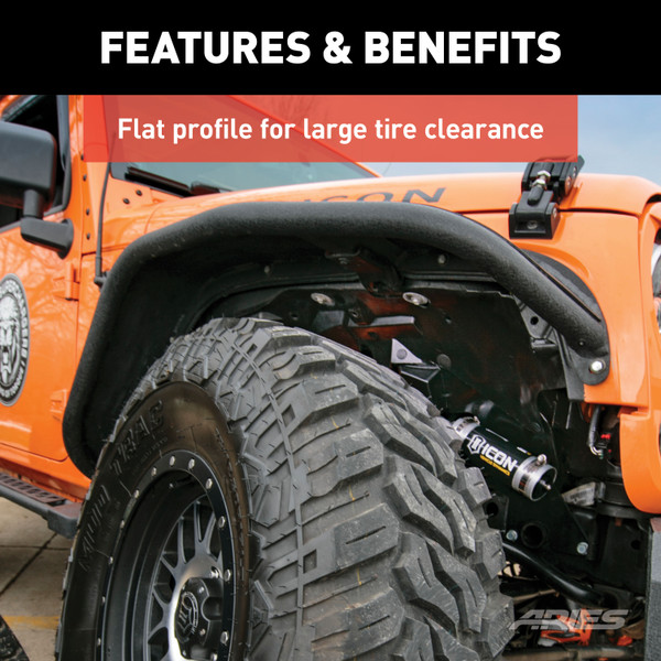 ARIES Jeep Wrangler JK Black Aluminum Front Fender Flares Fender Flare