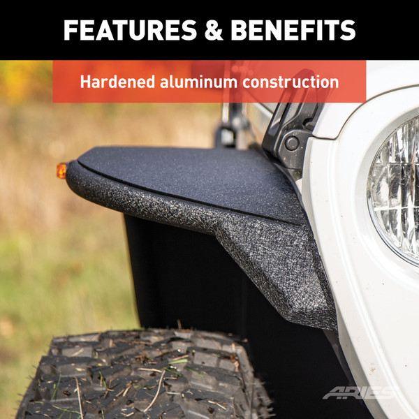 ARIES Jeep Wrangler JL Black Aluminum Front Fender Flares Fender Flare