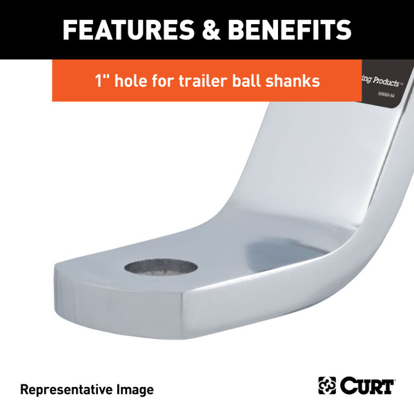 CURT Class 3 Ball Mount (2" Shank, 7,500 lbss., 6" Drop, 9-1/4" Long, Chrome) Trailer Hitch Ball Mount
