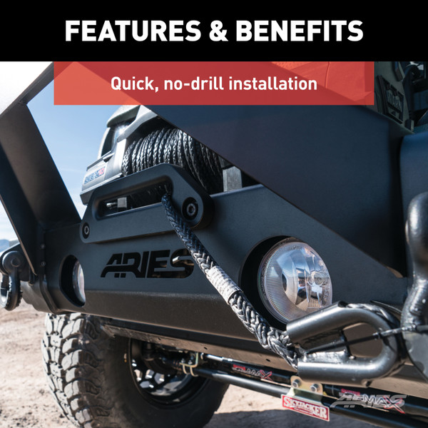 ARIES TrailCrusher Jeep Wrangler, Gladiator Steel Front Bumper Angular Brush Guard Bumper