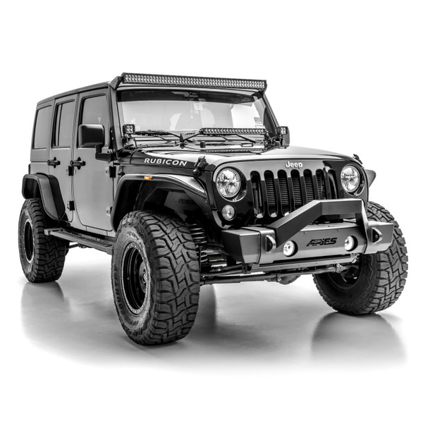 ARIES TrailCrusher Jeep Wrangler, Gladiator Steel Front Bumper Angular Brush Guard Bumper