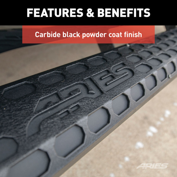 ARIES AdvantEDGE 5-1/2" x 53" Black Aluminum Side Bars, Select Ford F-250, F-350 Step Nerf Bar Kit