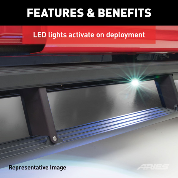 ARIES ActionTrac 48.75" Powered Running Boards, Select Jeep Wrangler JL 2-Door Step Nerf Bar Kit