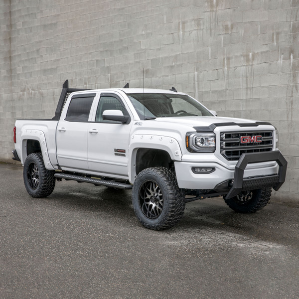 ARIES AdvantEDGE 5-1/2" x 91" Black Aluminum Side Bars, Select Silverado, Sierra Crew Step Nerf Bar Kit