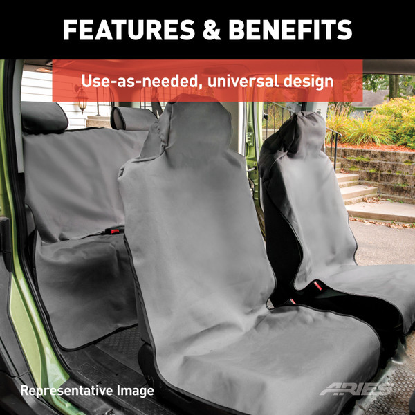 ARIES Seat Defender 58" x 23" Removable Waterproof Grey Bucket Seat Cover Seat Cover