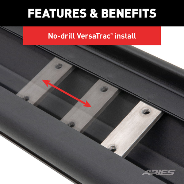 ARIES AscentStep 5-1/2" x 91" Black Steel Running Boards, Select Chevrolet, GMC Step Nerf Bar Kit