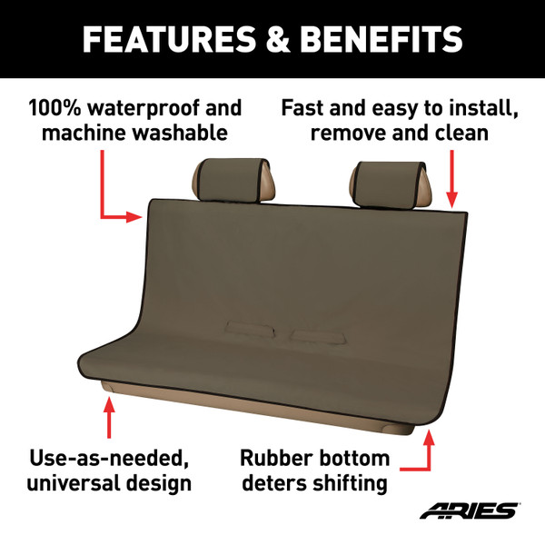 ARIES Seat Defender 58" x 55" Removable Waterproof Brown Bench Seat Cover Seat Cover