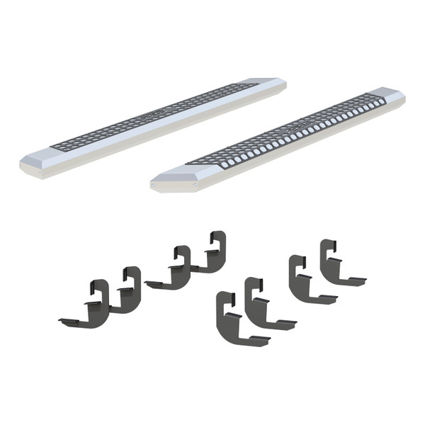 ARIES AdvantEDGE 5-1/2" x 75" Chrome Aluminum Side Bars, Select Silverado, Sierra Crew Step Nerf Bar Kit - ARIES