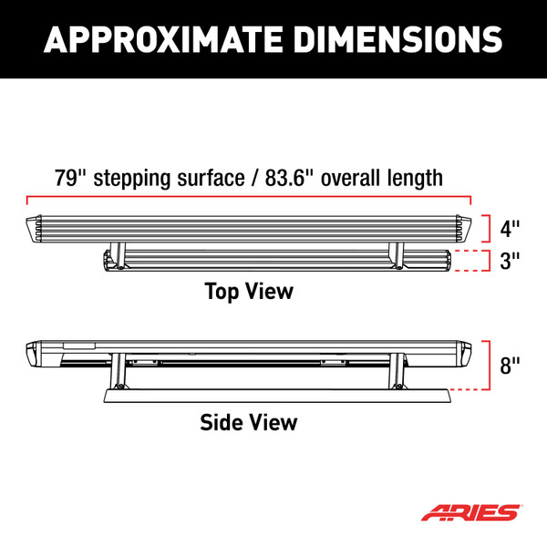 ARIES ActionTrac 83.6" Powered Running Boards, Select Ford Ranger Step Nerf Bar Kit