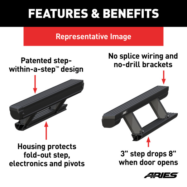 ARIES ActionTrac 83.6" Powered Running Boards, Select Ford Ranger Step Nerf Bar Kit