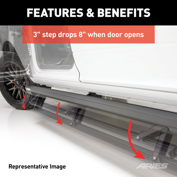 ARIES ActionTrac 83.6" Powered Running Boards, Select Jeep Gladiator Step Nerf Bar Kit