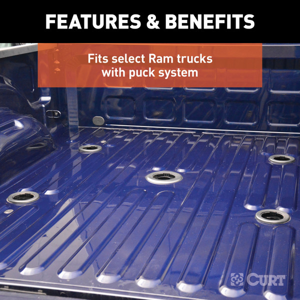 CURT Puck System 5th Wheel Roller Adapter, 24K, Select Ram 2500, 3500, 6.5' Bed Fifth Wheel Trailer Hitch Roller