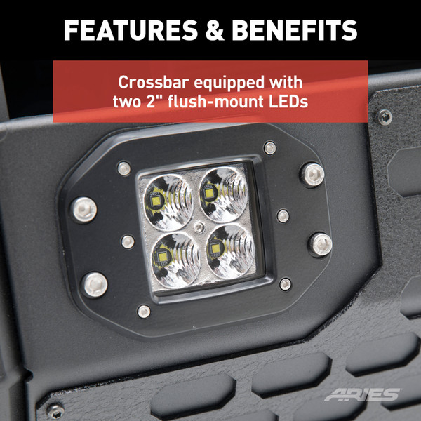 ARIES AdvantEDGE 5-1/2" Black Aluminum Bull Bar with Lights, Select Silverado, Sierra Brush Guard