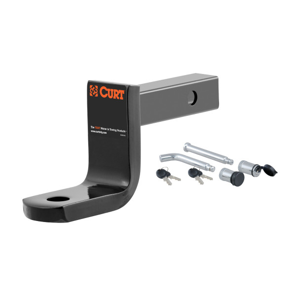 CURT 45027 Class 1 Trailer Hitch Ball Mount, Fits 1-1/4-Inch Receiver, 2,000 lbs Capacity, 3-1/4-Inch Drop, 2-5/8-Inch Rise with Channel Mount Lock Set (5/8" Diameter) - CURT