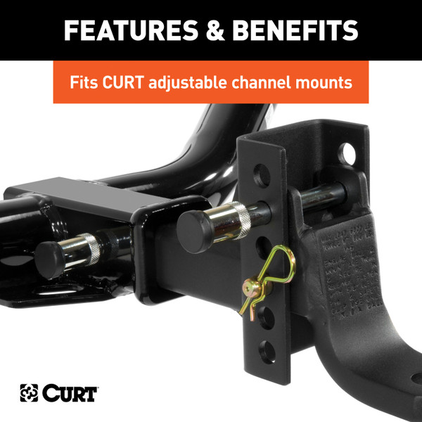 CURT 45510 Class 2 Trailer Hitch Ball Mount 3,500 lbs, 1-1/4-Inch Receiver, 3/4-Inch Hole, 3-1/8-Inch Rise with Channel Mount Lock Set (5/8" Diameter)