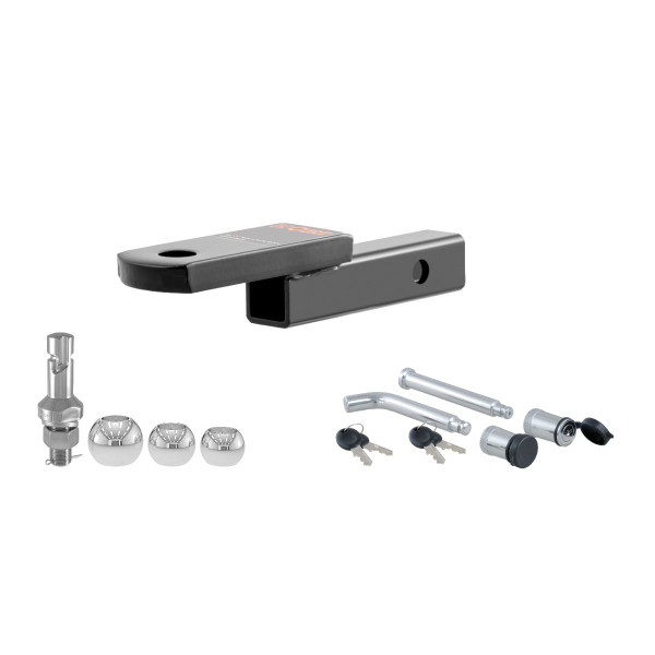 CURT Class 1 Ball Mount (1-1/4" Shank, 2,000 lbs, 1-1/4" Drop, 6-3/4" Long) Trailer Hitch Ball Mount with Switch Ball Trailer Ball (1-7/8", 2", 2-5/16") & Channel Mount Lock Set (5/8" Diameter) - CURT