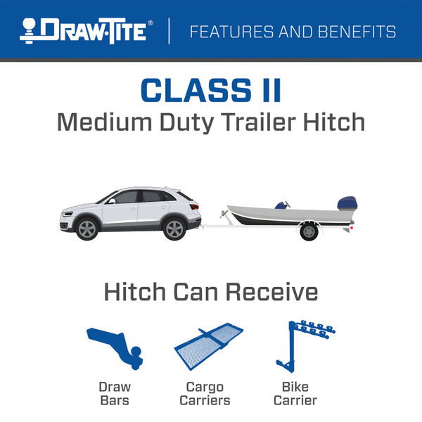 2016-2020 KIA Sorento w/I4 Engine Draw-tite Class 2 Trailer Hitch, 1-1/4 Inch Square Receiver Bundle w/ Plug-n-Play T-One Wiring Harness