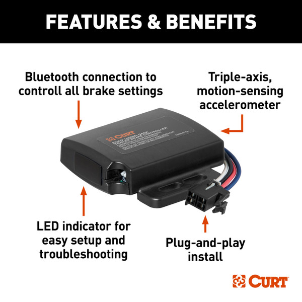2012-2019 Lincoln MKT  CURT Echo Under-Dash Trailer Brake Controller, Bluetooth® Smartphone for 1-4 Axles #51190