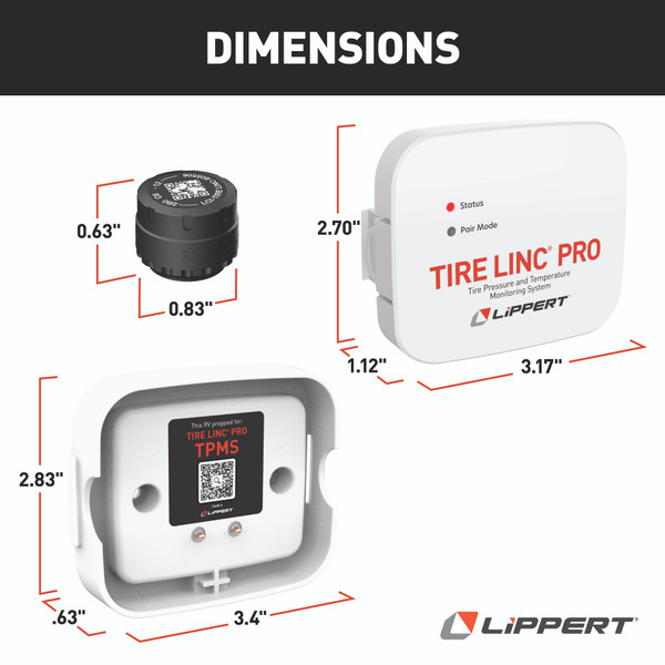 Lippert Tire Linc® PRO RV Tire Pressure & Temperature Monitoring System (TPMS) - 2-Tire Sensor Kit #2024115887