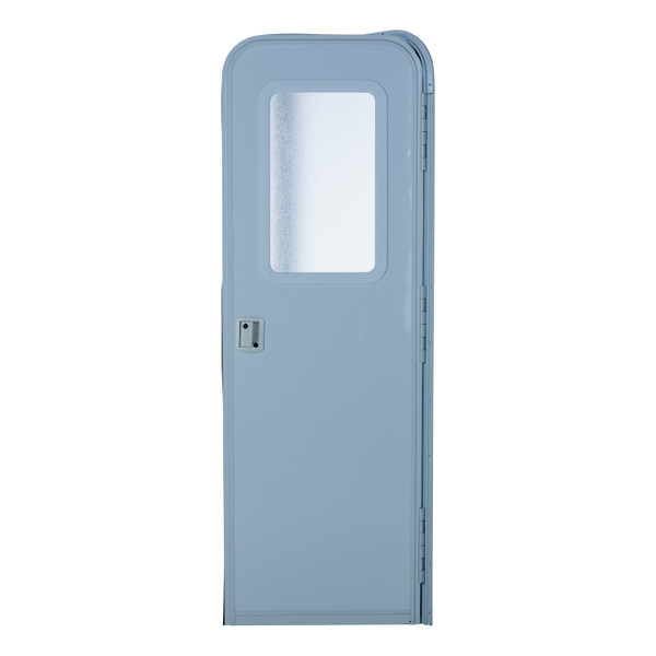 Lippert Right Hinge RV Radius Entry Door with Screen Door - 26" x 70" (Polar White, White Window Frame) #V000381469 - Lippert