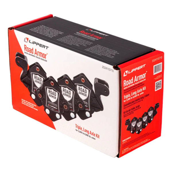 Lippert 2024115710 Road Armor Shock-Absorbing Trailer Equalizer Long Triple Axle Kit for 3,500-8,000-lb. Axles (Two Pairs)