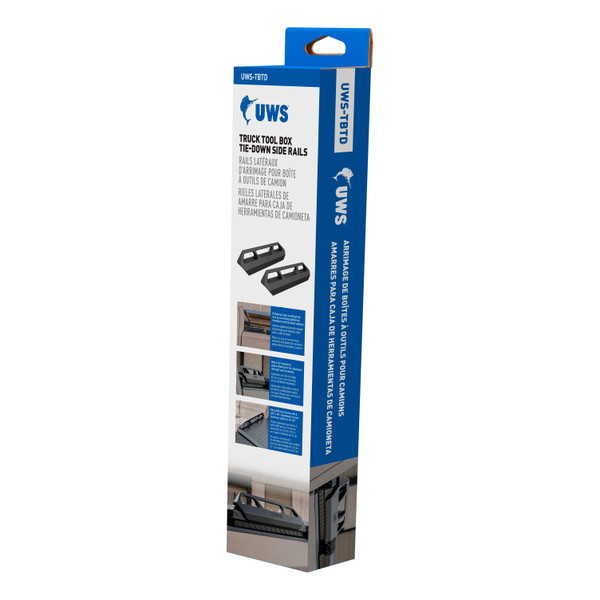 UWS Truck Tool Box Tie-Down Side Rails Kit, Black, Heavy-Duty Mounting Clamp System for Pickup Truck Bed Toolboxes, Fits UWS Boxes with 3/4" Chamfered Lid, Hardware Included – UWS-TBTD
