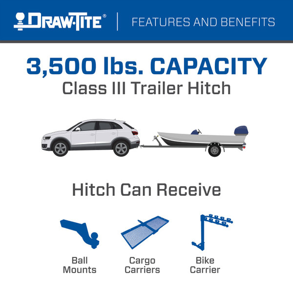 2017-2020 Chrysler Pacifica LX Draw-tite Hidden Hitch Completely Hidden Trailer Hitch 2 Inch Removable Receiver Bundle w/ Plug-n-Play T-One Wiring Harness