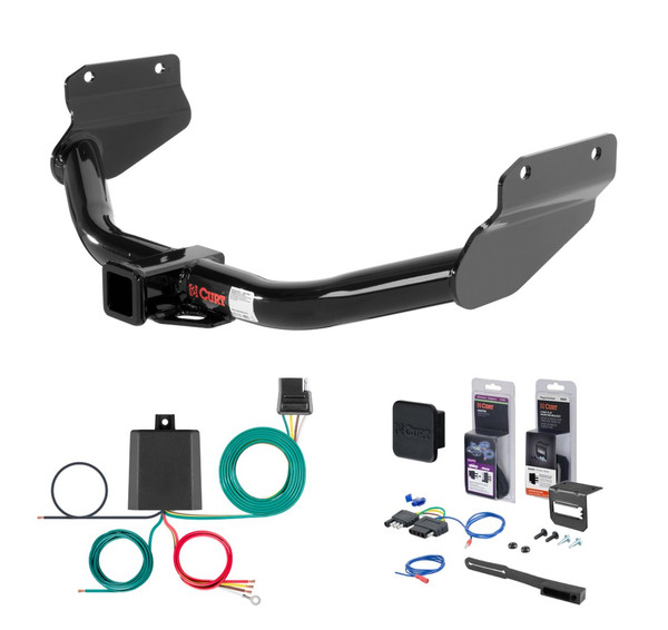 2012 - 2013 Jeep Grand Cherokee Excluding SRT, SRT8 or Trackhawk Curt 2" Class 3 Trailer Tow Hitch + 5-Flat Wiring Kit Tow Boat/Utility Trailer with Surge Brakes 13182 - CURT